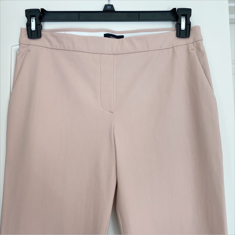 NEW Theory Peach Rose Approach Thaniel Cropped Pull On Trousers Size 6 - Picture 3 of 11